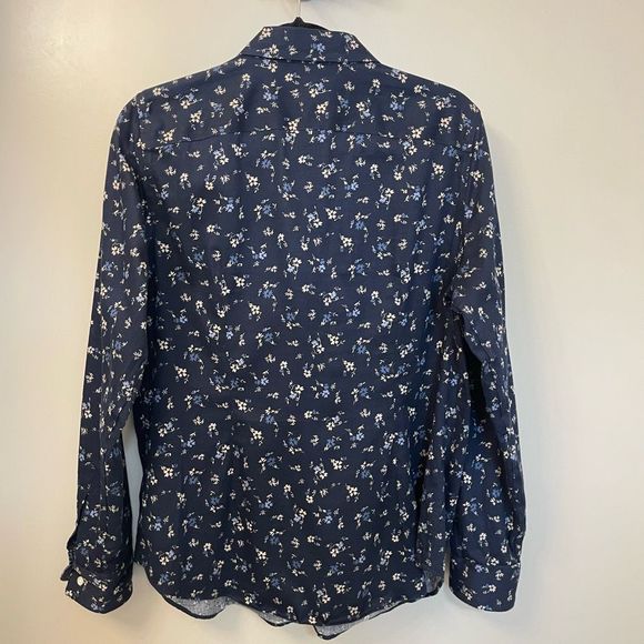 Chaps Women Shirt Large NWOT Button Down Cotton Floral Blouse - Picture 6 of 8